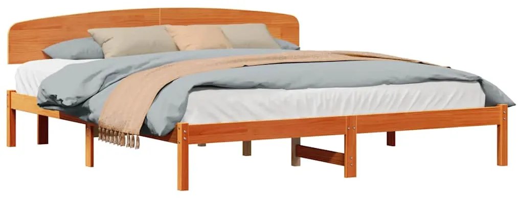 Estrutura de Cama com Cabeceira Castanho Encerado 180x200 cm Madeira M
