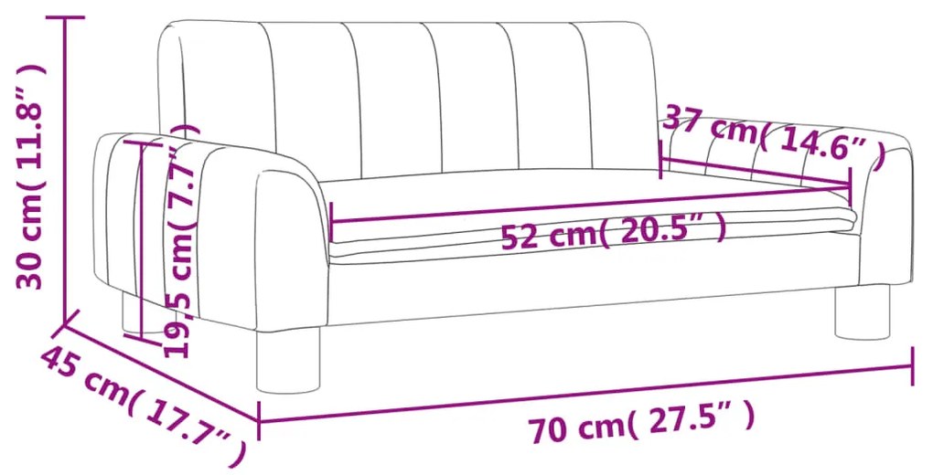 Sofá infantil 70x45x30 cm tecido cinzento-acastanhado