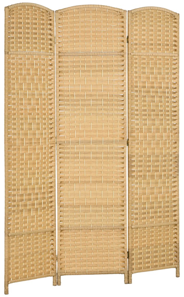 HOMCOM Biombo Dobrável de 3 Painéis Divisor de Ambientes 135x180 cm Ecrã de Privacidade de Polipropileno Madeira | Aosom Portugal