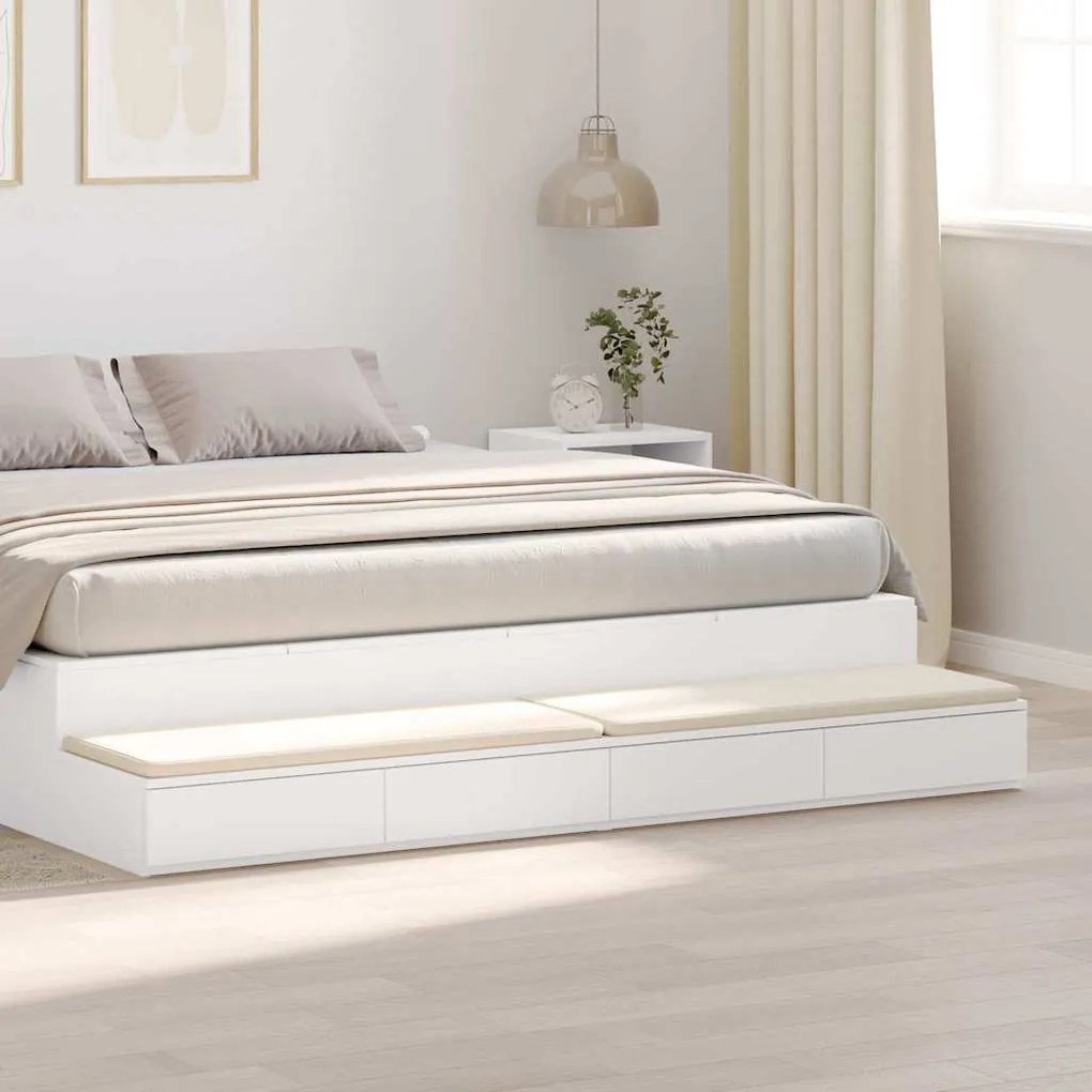 Gavetas de Cama Brancas 200x36,5x16,5 cm Madeira Consolidade