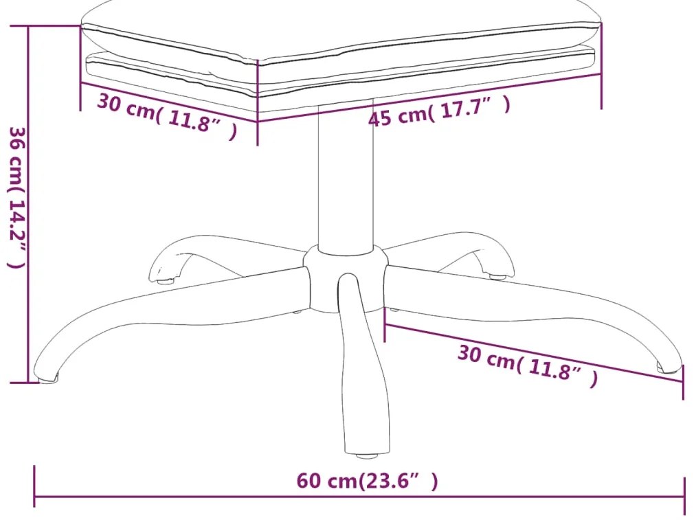 Apoio de pés tecido de microfibra 60x60x36 cm cinza-escuro