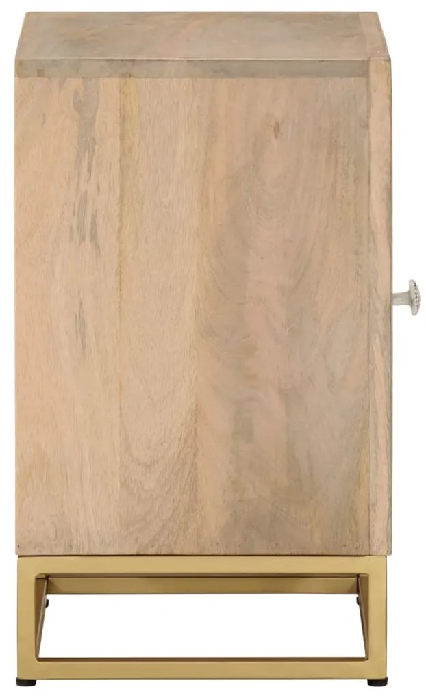 Mesa de cabeceira 40x30x50 cm madeira de mangueira maciça/ferro