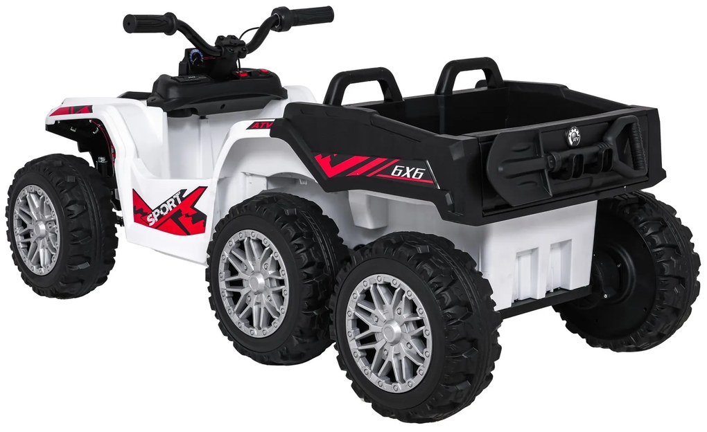 Moto 4 elétrica para crianças 12V 4x4 Sport TX ATV, Rodas Espuma EVA, assento couro ecológico Branca