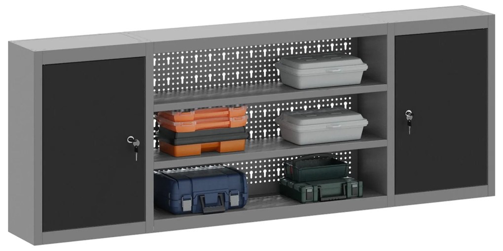 Armário para Ferramentas VidaXL Parede com Painel de Ferramentas Preto