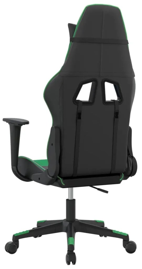 Cadeira gaming massagens couro artificial preto e verde