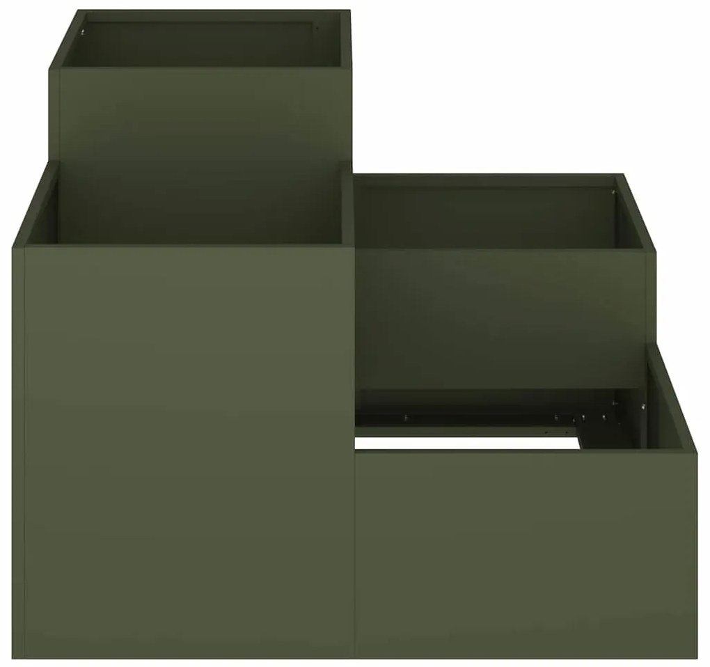 Jardineira vidaXL 80x80x60 cm Verde Oliva Aço