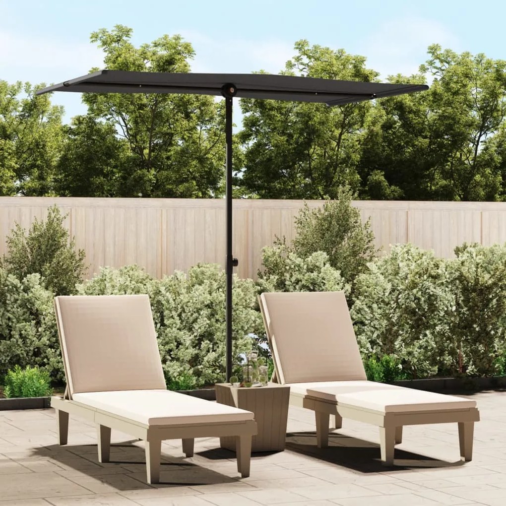 47334 vidaXL Guarda-sol de exterior com mastro alumínio 180x110 cm preto
