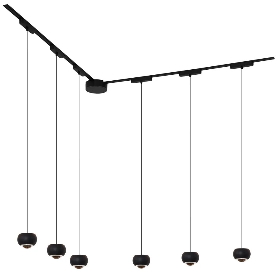 LED Sistema de iluminação de trilho moderno com 6 pendentes pretos monofásicos - Magnetic Lance Moderno