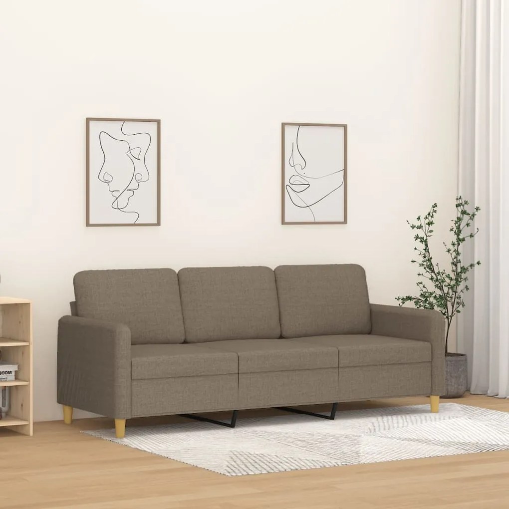 349104 vidaXL Sofá de 3 lugares tecido 180 cm cinzento-acastanhado