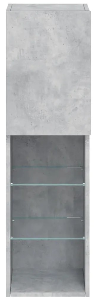 Móveis de TV com luzes LED 2 pcs 30,5x30x102cm cinzento cimento