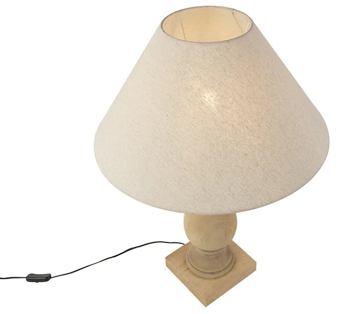 Candeeiro de mesa rústico com abajur de linho bege 50 cm - Catnip Rústico