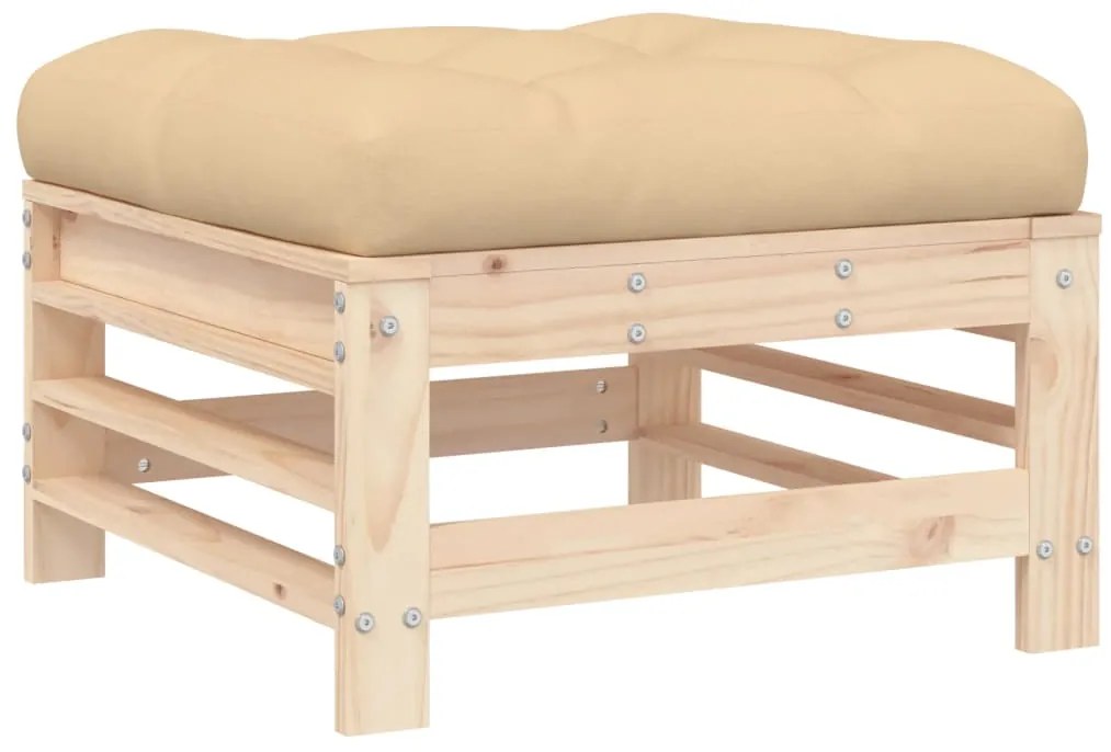 7 pcs conjunto lounge jardim c/ almofadões madeira maciça