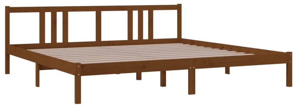 Estrutura de cama 200x200 cm madeira maciça castanho mel