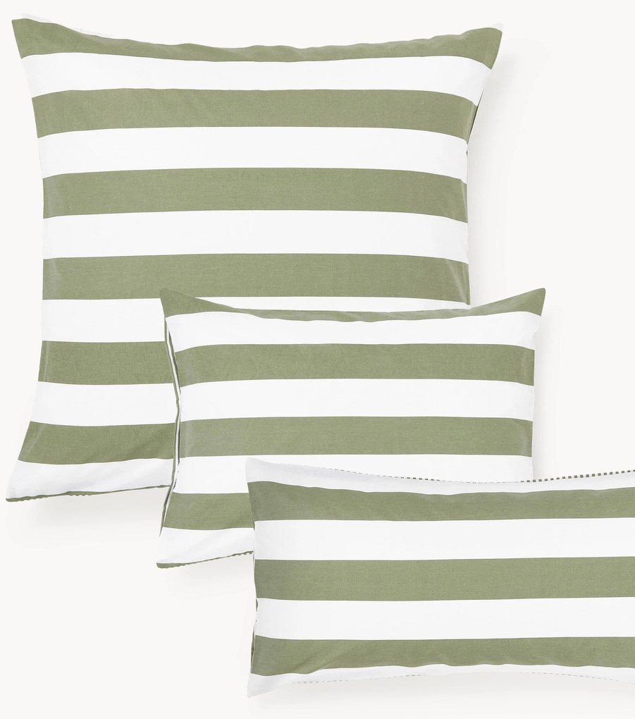 Fronha de almofada reversível em algodão às riscas Lorena