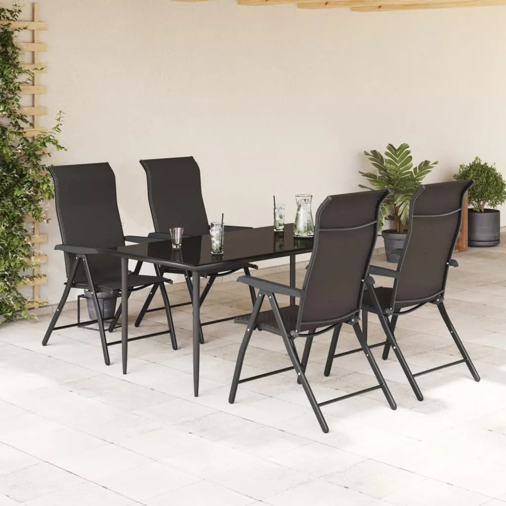 Cadeiras de jardim dobráveis 4 pcs vime PE cor preto café