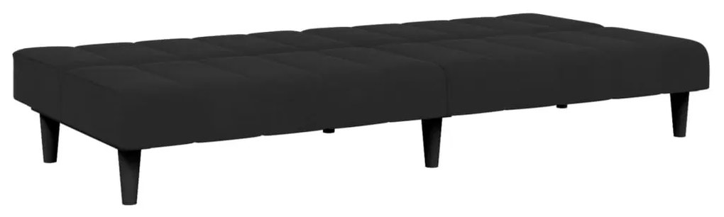 Sofá-cama 2 lugares c/ apoio de pés veludo preto