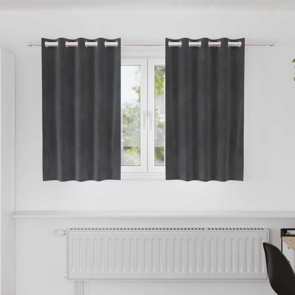 Cortinas Blackout com Ilhós 2 pcs Veludo Cinza Claro