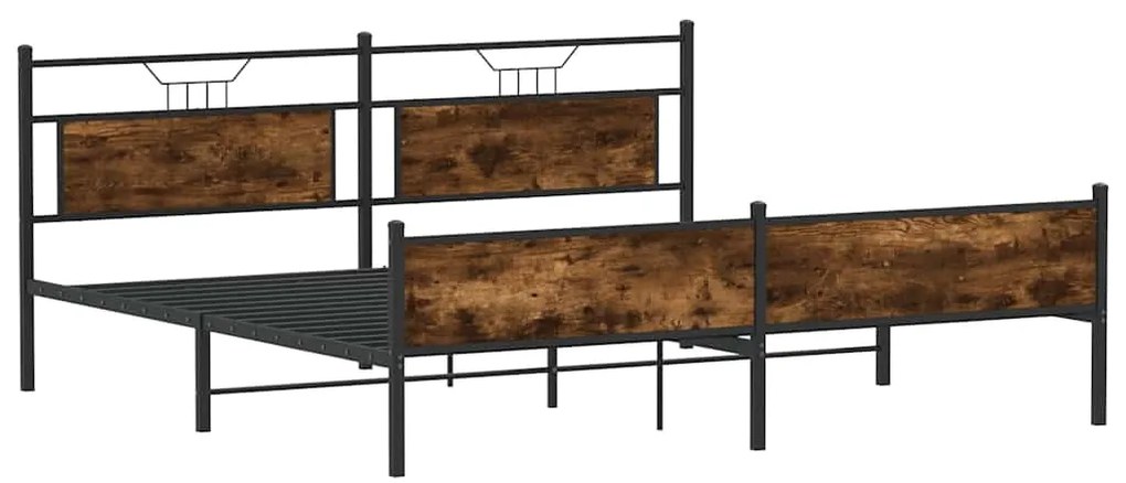 Estrutura de cama sem colchão 160x200 cm metal carvalho fumado