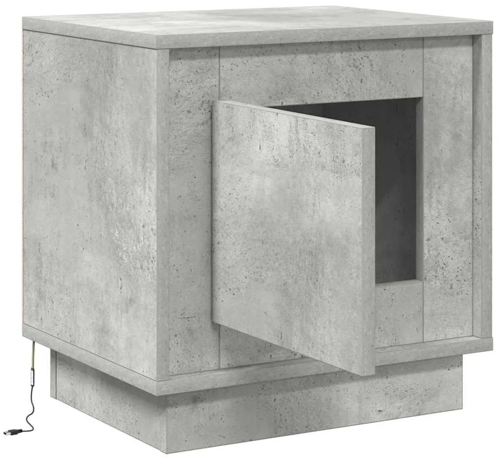 Cômodas de Cabeceira com Luzes LED 2 pcs Cinza Concreto 44x34,5x45 cm