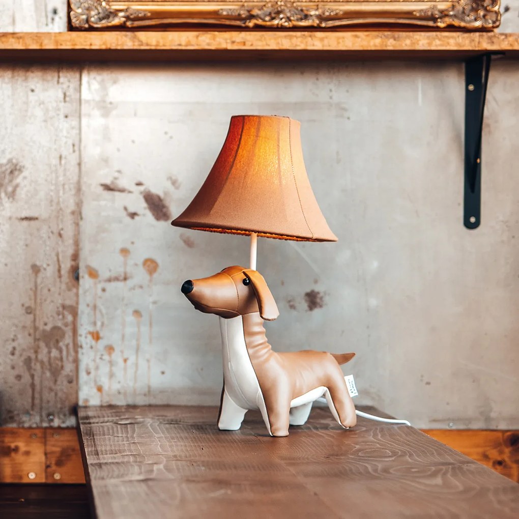 Candeeiro de Mesa Infantil Dachshund Castanho incl LED - Waldi Para crianças