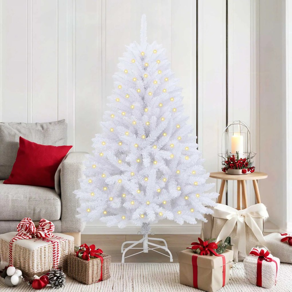 vidaXL Árvore de Natal Artificial Branco 150 cm PVC e Metal