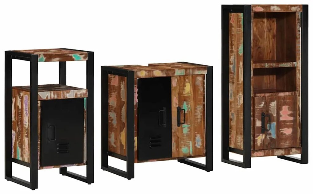 vidaXL Conjunto de Móveis para Banheiro com prateleira com porta 3 pcs