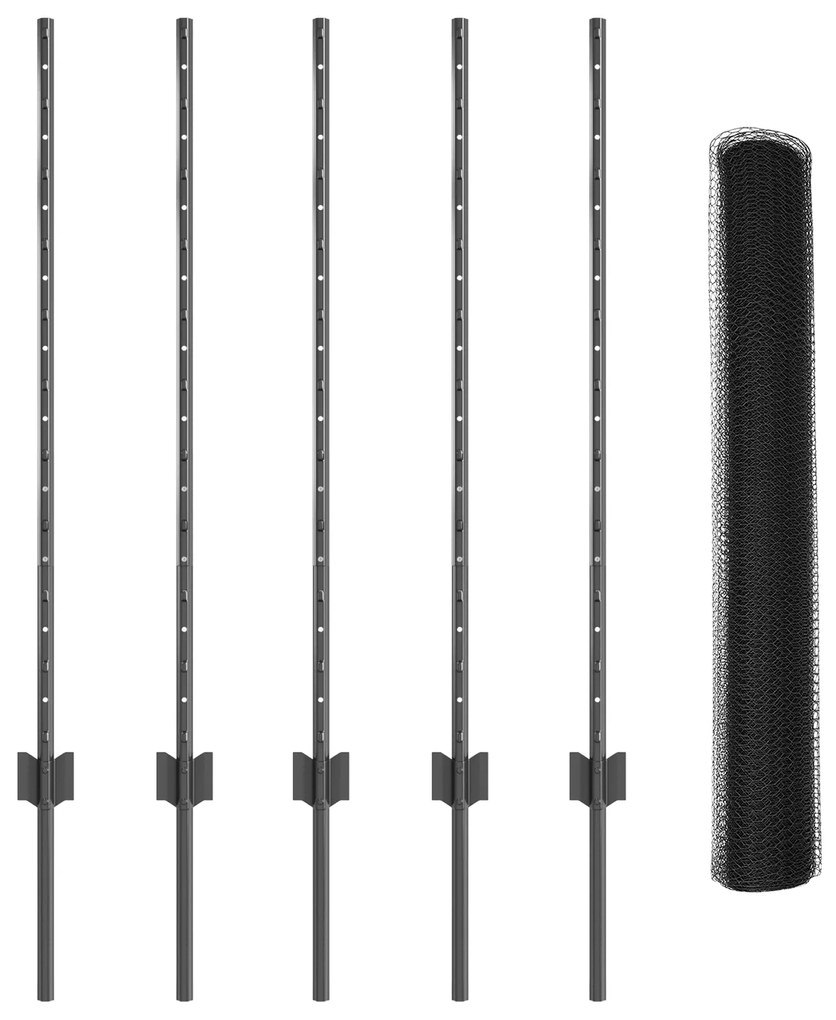 Postes de Cerca vidaXL 10 pcs Canal U Cinza 100 cm Aço