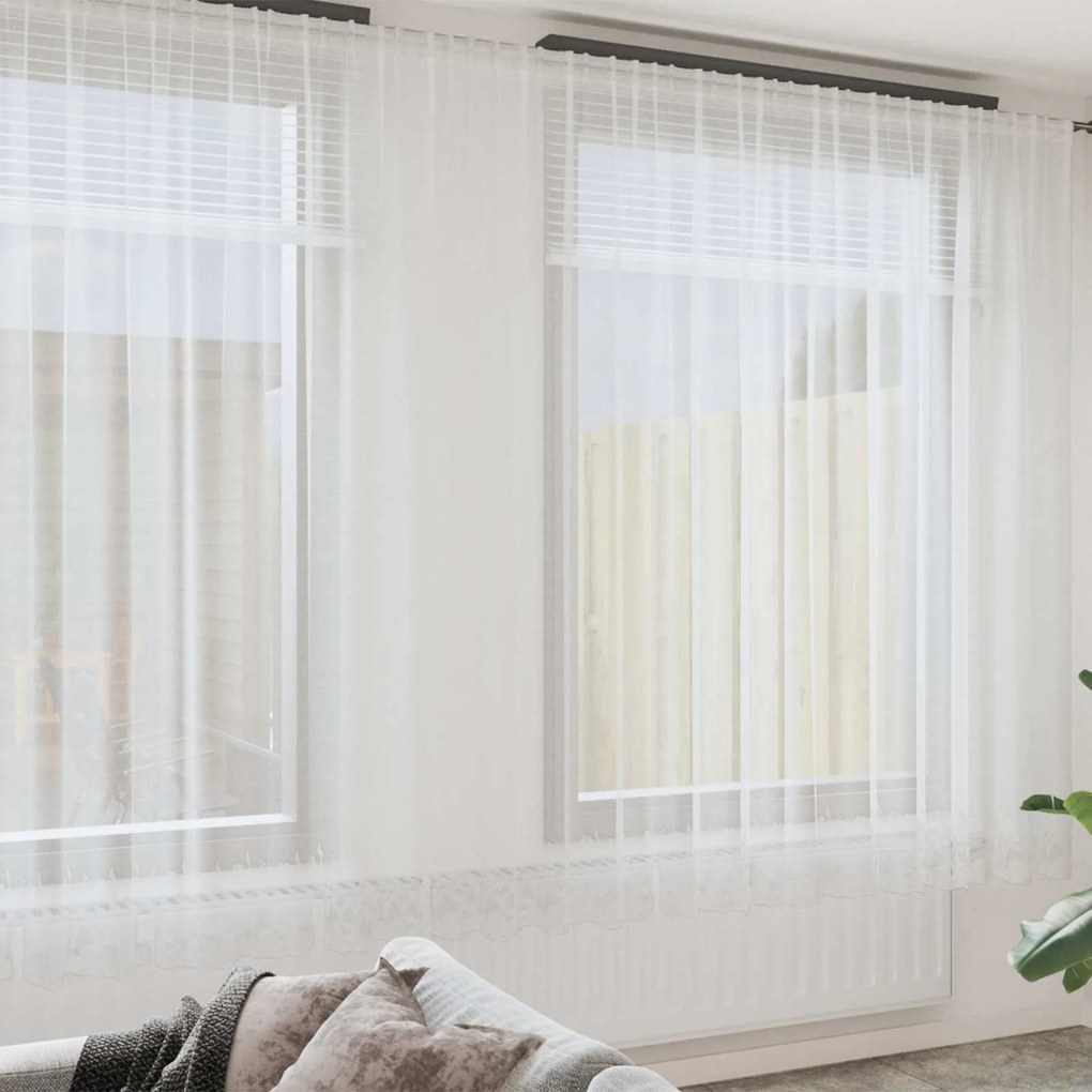 vidaXL Cortina de Renda com cortinas Branco 300 x 600 cm Poliéster