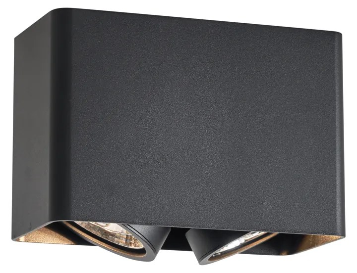 Foco de superfície de design preto GU10 70mm 2-luzes giratório e inclinável - Vox Design