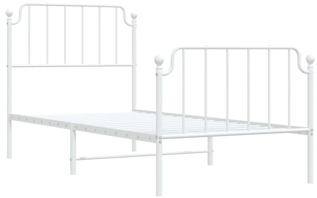 Estrutura de cama com cabeceira e pés 90x190 cm metal branco