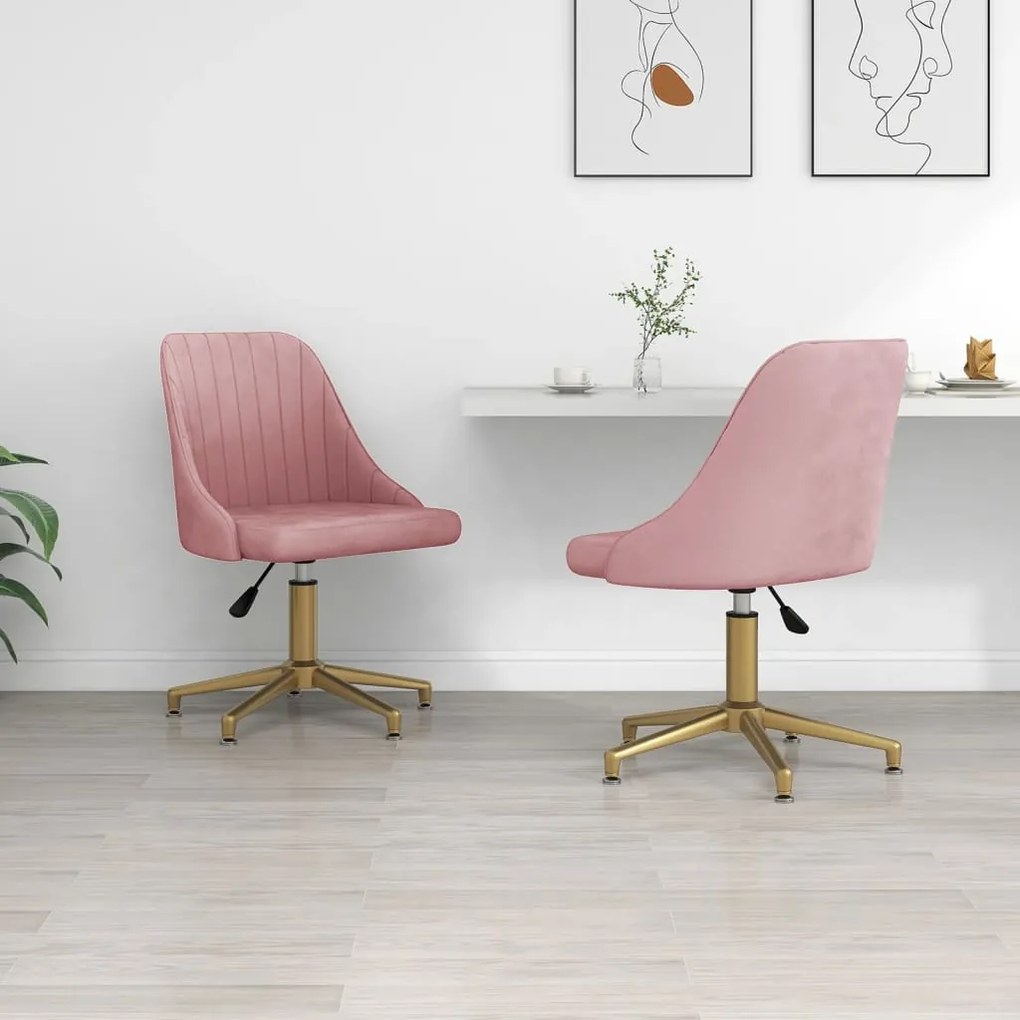 vidaXL Cadeiras de jantar giratórias 2 pcs veludo rosa