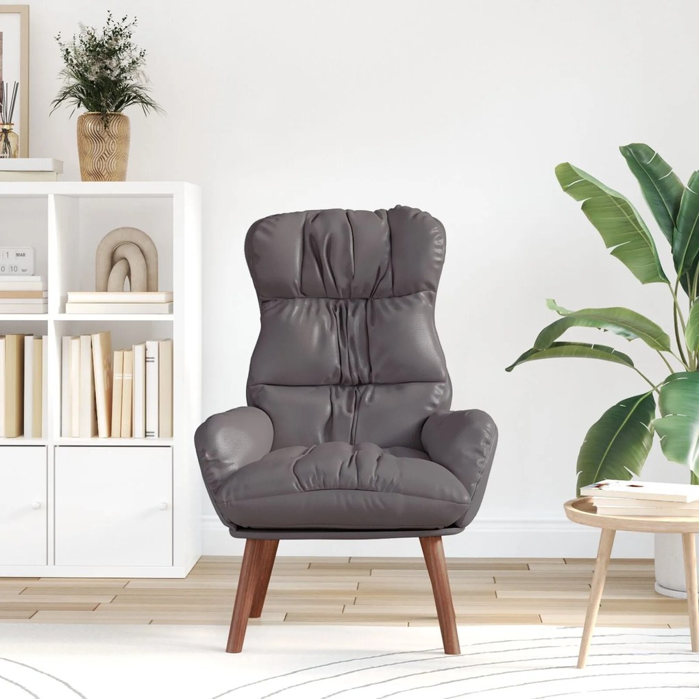 Poltrona Relaxante vidaXL em Couro Sintético Cinza
