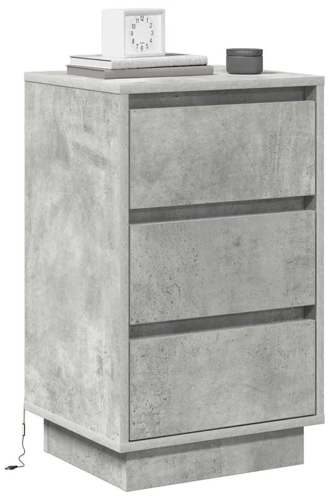 Armário de Canto com LED Cinza Concreto 39x34,5x65 cm Madeira Engenhei