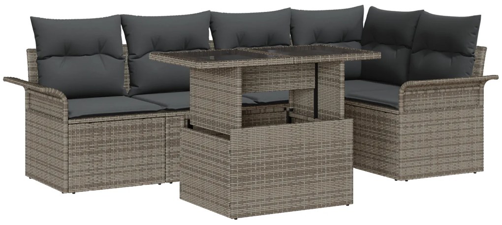 Conjunto de Sofás de Jardim vidaXL 6 Peças com Almofadas Rattan Poliés