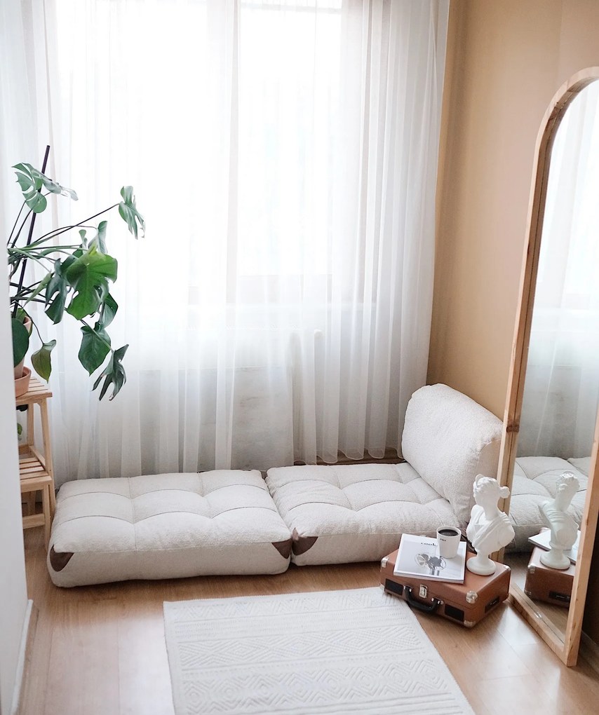 Sofá-Cama Fold 1 Lugar – Creme – 80x70x60 cm