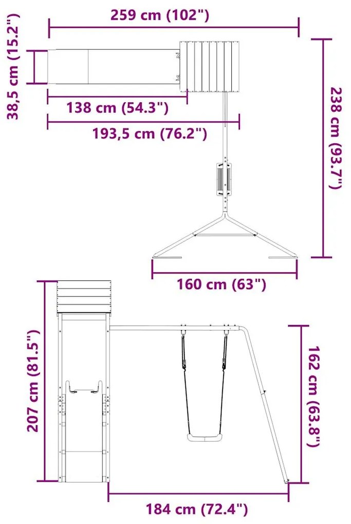 Conjunto de brincar para exterior madeira de pinho impregnada