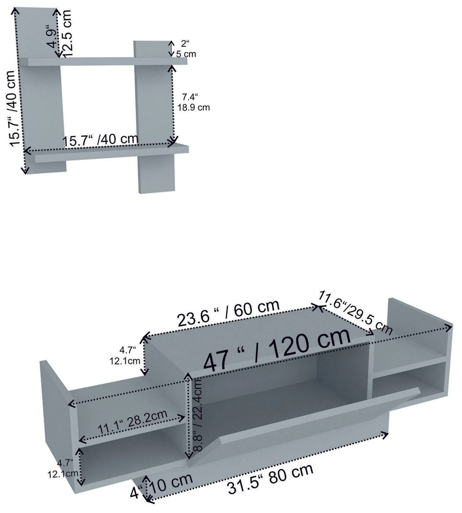 Móvel TV Bahar – Branco – 120 x 36 x 31,5 cm