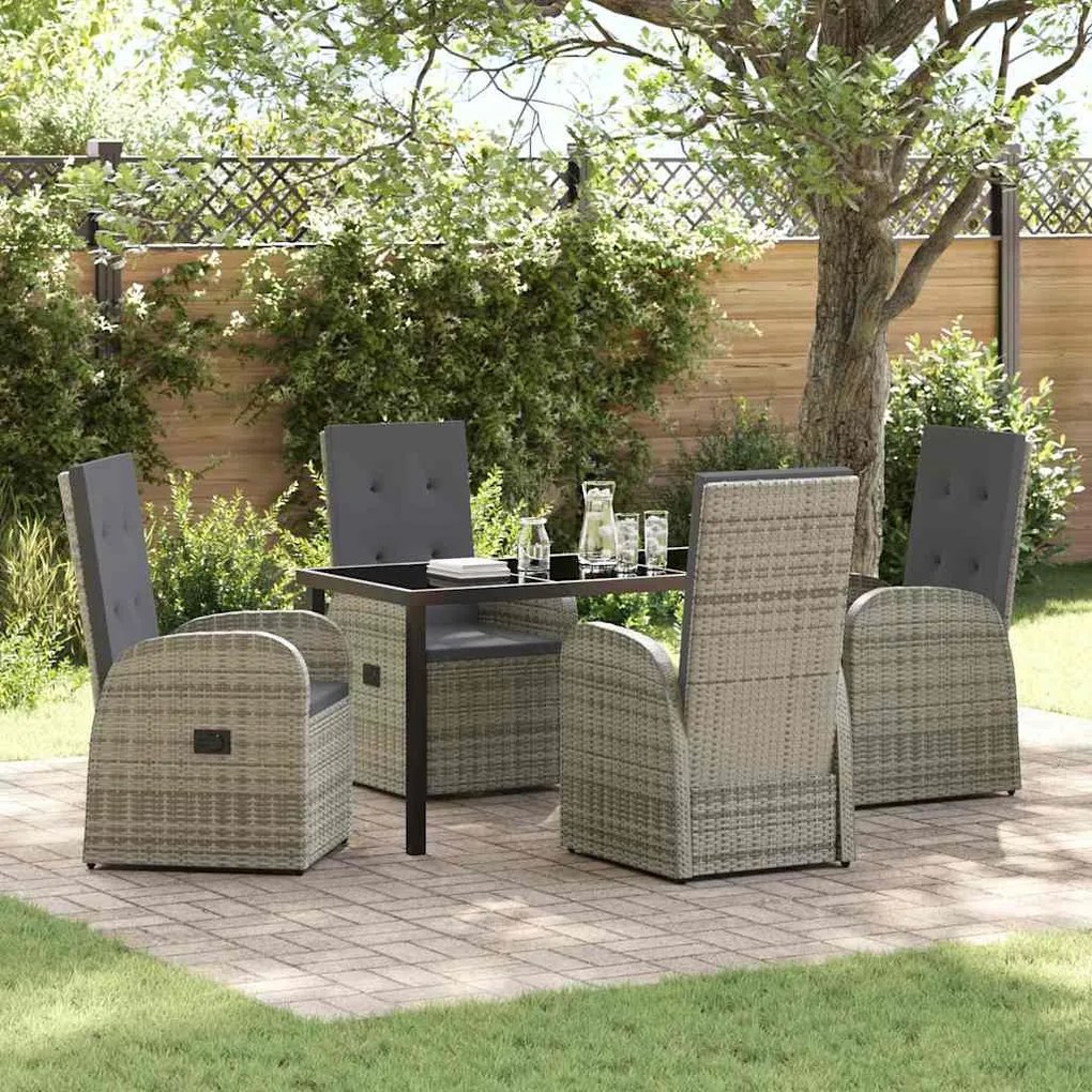 vidaXL Cadeiras de Jardim Reclináveis 5 pcs Cinzento 140 x 70 x 73 cm