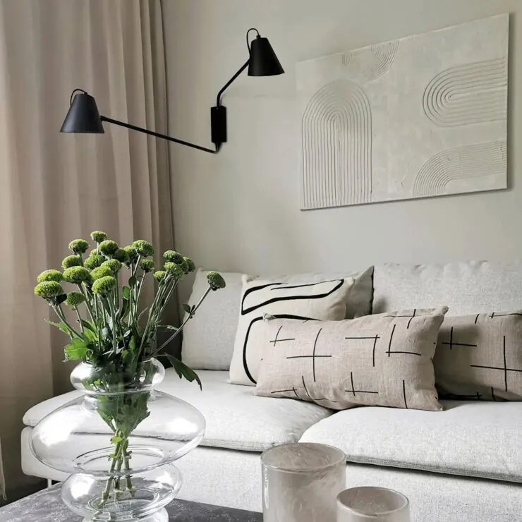 Candeeiro de parede moderno preto 2-luzes ajustável - Lune