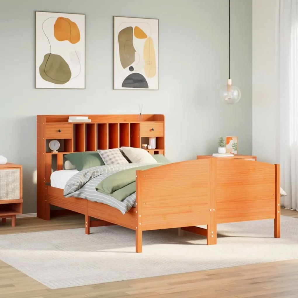 Cama com estante sem colchão 150x200 cm pinho maciço