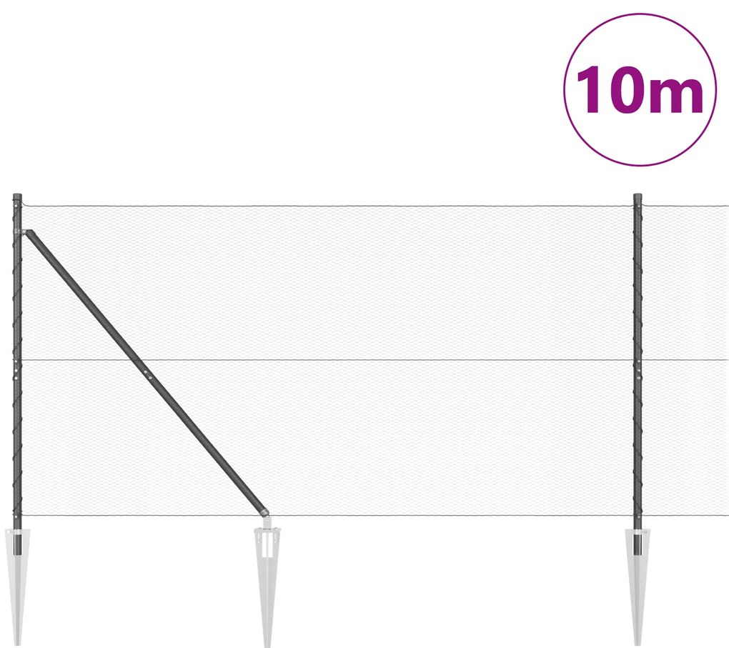 Cerca Hexagonal vidaXL Cinza 1,4x10 m Aço