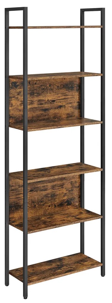 Estante com compartimentos abertos 60 x 24 x 186 cm Castanho Vintage-preto