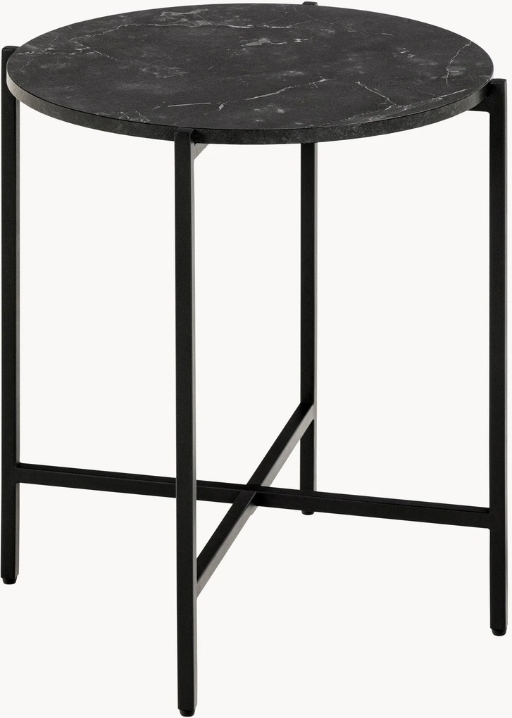 Mesa de apoio redonda com tampo com efeito de mármore Lamoine Avila
