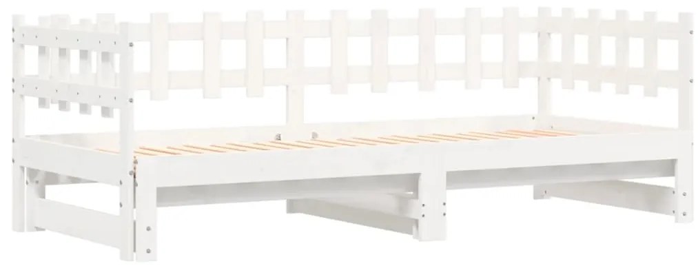 Sofá-cama de puxar 2x(80x200) cm pinho maciço branco