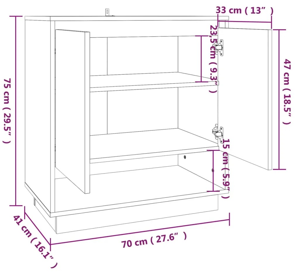 Aparador Moura de 2 Portas de 70 cm - Carvalho  - Design Nórdico