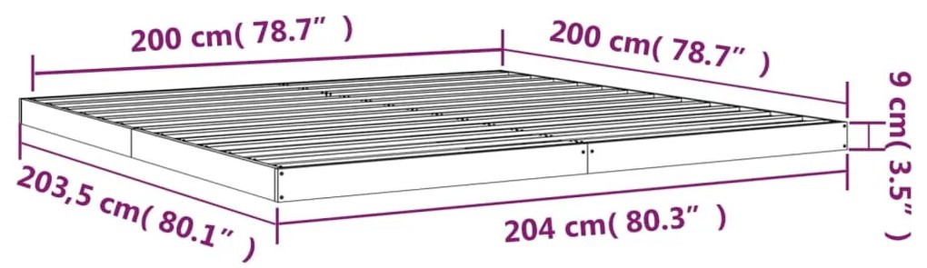 Estrutura de cama 200x200 cm madeira de pinho maciça branco