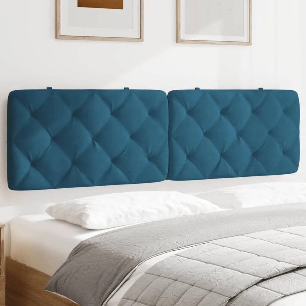 vidaXL Almofadão de cabeceira 180 cm veludo azul