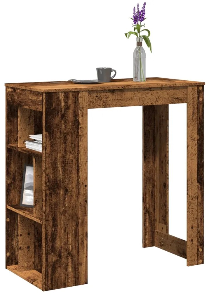 Mesa de bar com prateleiras derivados de madeira madeira velha