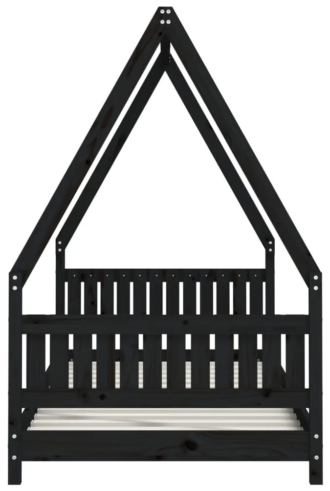 Estrutura de cama infantil 90x190 cm pinho maciço preto
