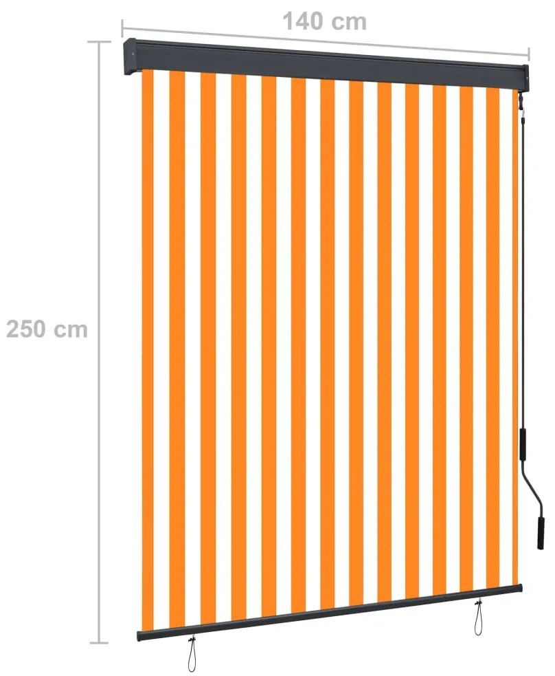 Estore de rolo para exterior 140x250 cm branco e laranja